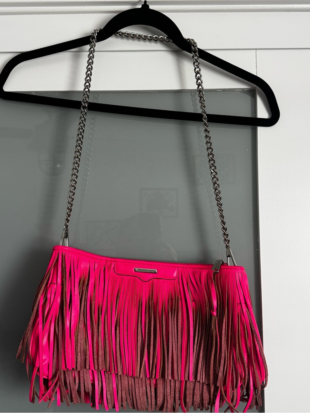 Rebecca Minkoff Hot Pink and Brown Fringe Shoulder Bag